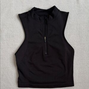 lululemon athletica Black Half-Zip Crop Tank